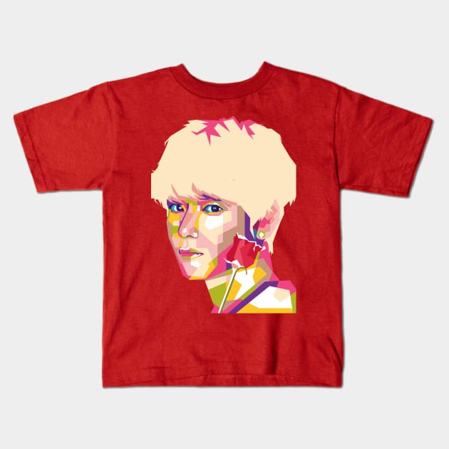 v bts in wpap design Kids T-Shirt by Yopi